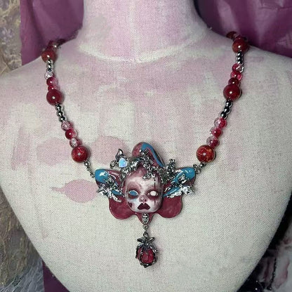 Original Heavy Craft Doll Fantasy Metal Beaded Necklace Unique Design