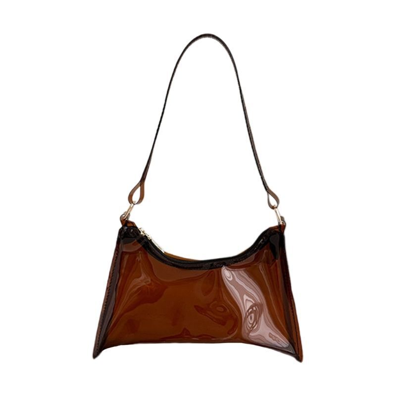 Jelly Shoulder Bag Half Moon Handbag PVC Underarm Bags Transparent Shopping Bag
