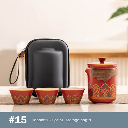 Outdoor Office Camping Tea Ceramic Set Porcelain Chinese Gongfu Tea Cup Set