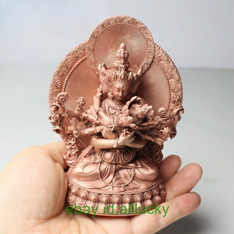 11cm Red Copper Carving Guhyasamaja Buddha Statue Tibet Akshobhyavajra
