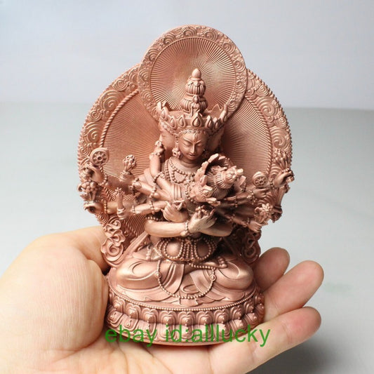 11cm Red Copper Carving Guhyasamaja Buddha Statue Tibet Akshobhyavajra