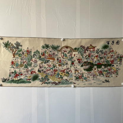 Old Chinese Silk Embroidery Painting Thangka Mural "Hundred Sons" 6158 -