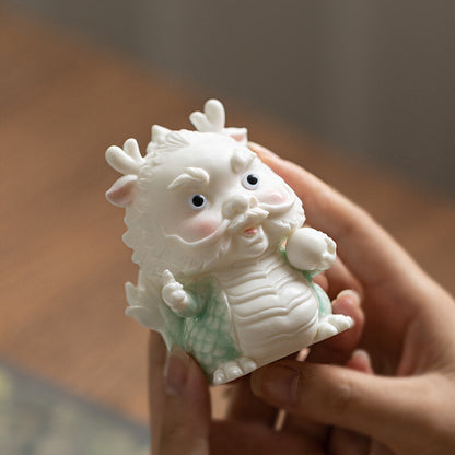 Mascot Statue Dragon Handmade Artware Porcelain Tea Pet House Warming Gift Small