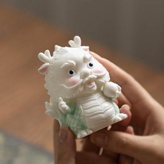 Mascot Statue Dragon Handmade Artware Porcelain Tea Pet House Warming Gift Small