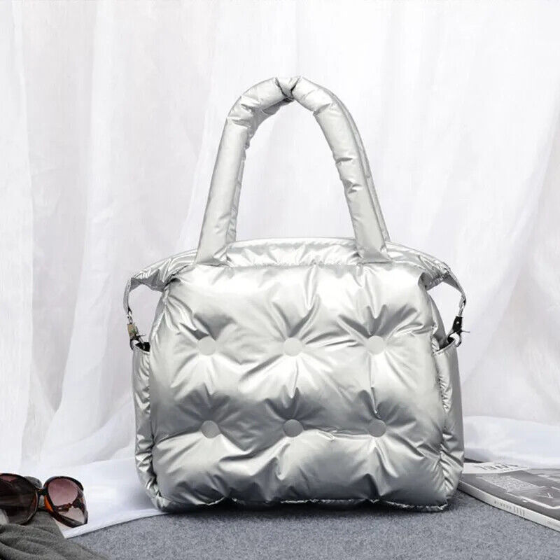 Women Space Pad Feather Down Bag Bucket Handbag Shoulder Tote Bag