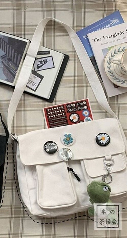 Canvas Bag Fashion Shoulder Bag Student Large Capacity Female Crossbody Bag 31CM