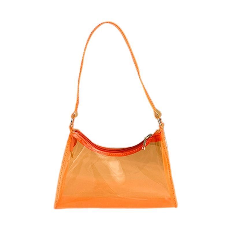 Jelly Shoulder Bag Half Moon Handbag PVC Underarm Bags Transparent Shopping Bag