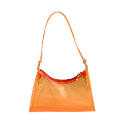 Jelly Shoulder Bag Half Moon Handbag PVC Underarm Bags Transparent Shopping Bag