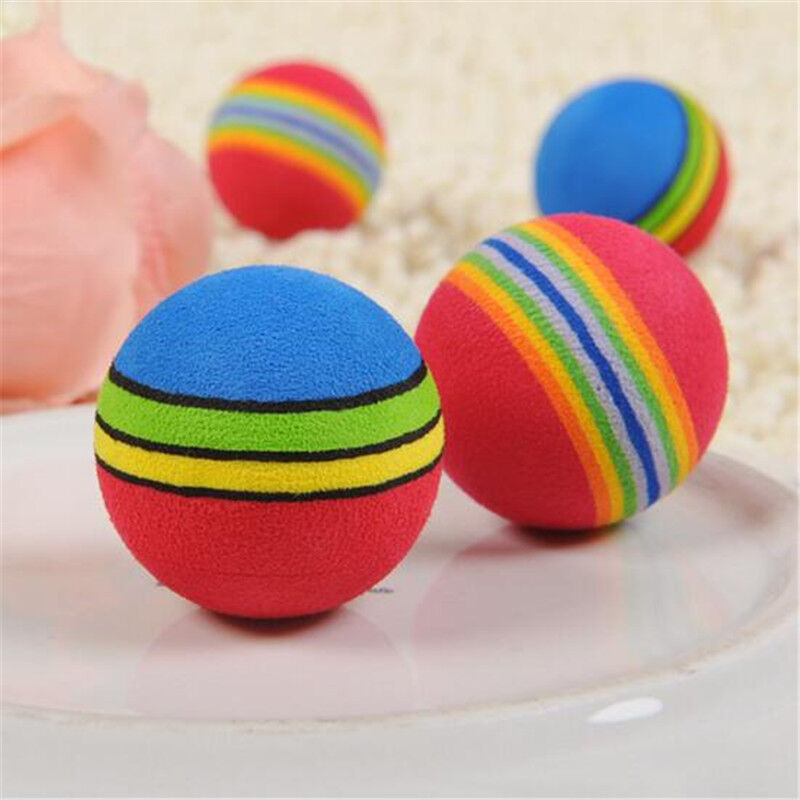 Rainbow Ball Pet Dog Cat Puppy Chew Toys Durable Bite Balls Interactive Training