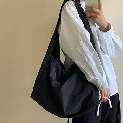 Women Bag Nylon Bucket Zipper Shoulder Bag Purses and Handbags Black Tote Bag