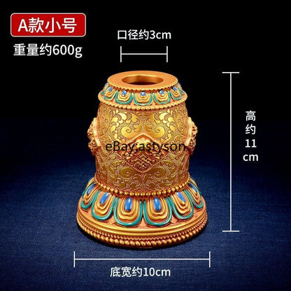 Tibetan Style Eight Auspicious Patterns Resin Hand Cranked Rotating Base