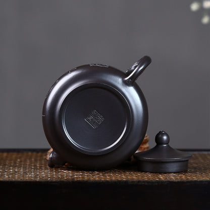 Original Ore Black Clay Tea Pot Yixing Zisha Handmade Pot 220ml Marked Teapots