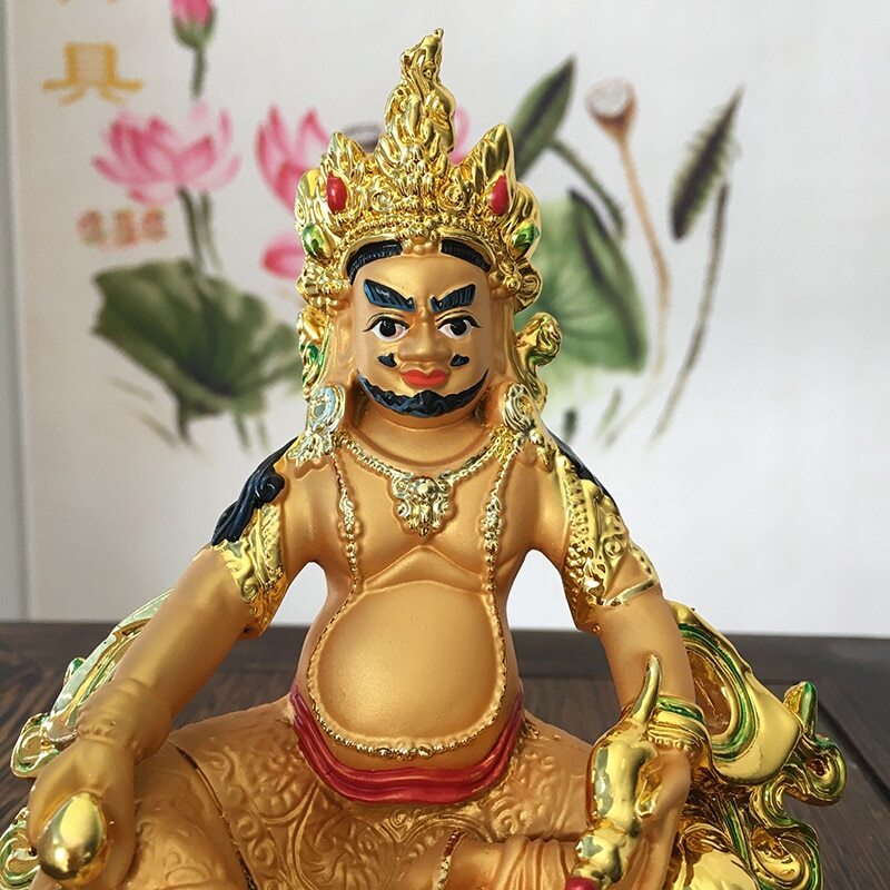 57Inch Tibetan Tantric Buddha Statue Yellow Wealth God Resin Hand Painted