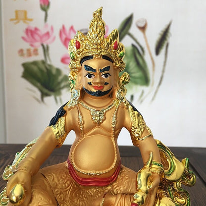 57Inch Tibetan Tantric Buddha Statue Yellow Wealth God Resin Hand Painted