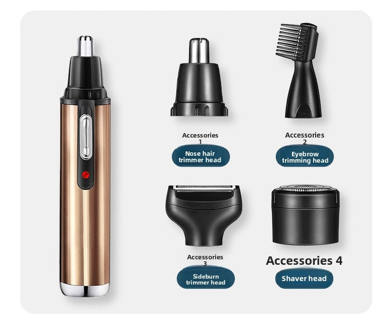 Four in one men's nose hair trimmer, lightweight ear hair shaving device--