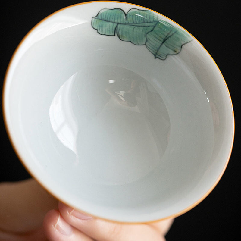 70ml Retro White Porcelain Sample Tea Cup Hand Painted Goblet Small Master Cup
