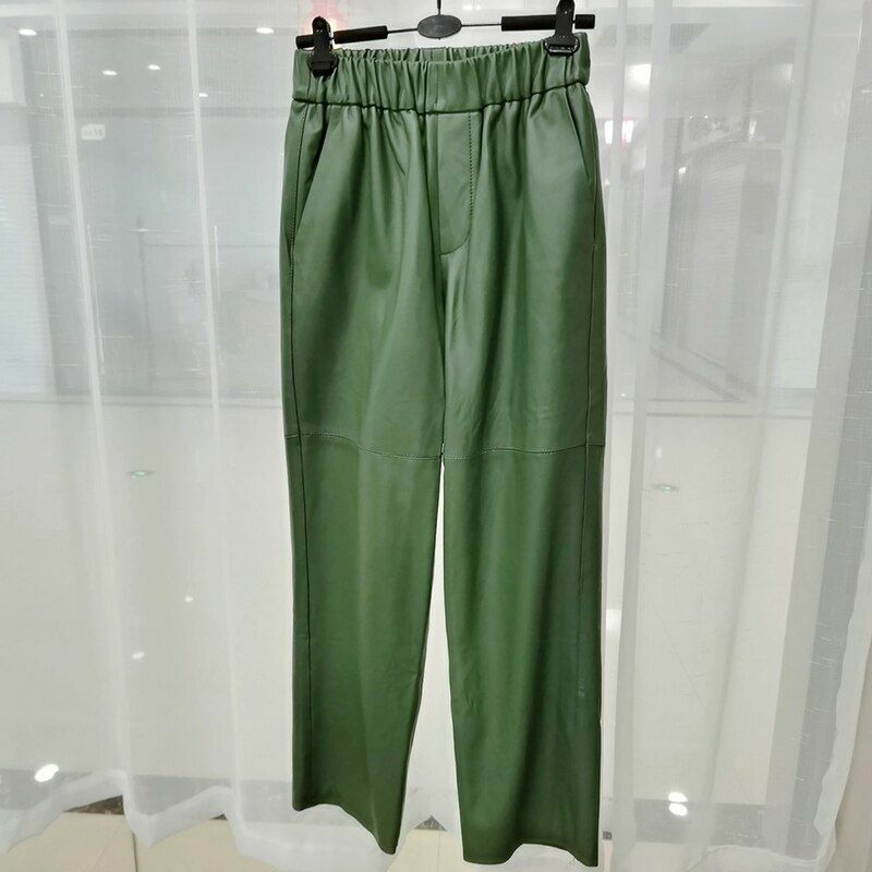 Women Pants Real Leather Leather Trousers High Waist Harem Plus Size Streetwear