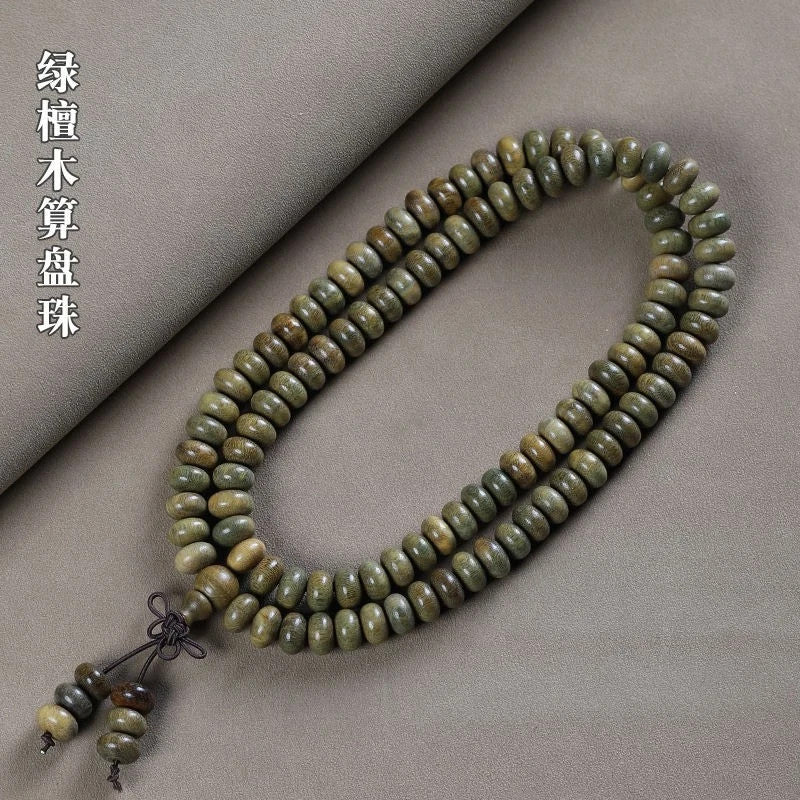 Argentine Green Sandalwood 108 Beads Abacus Mala Bracelet Unisex Buddhist Prayer