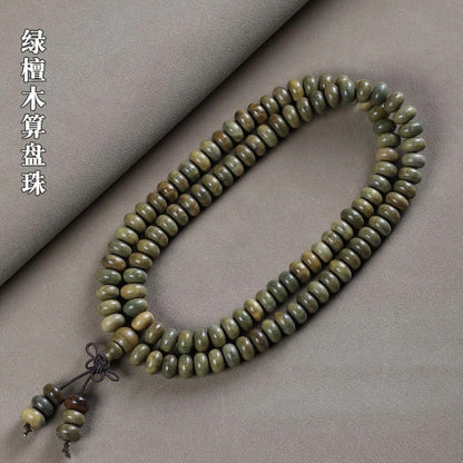 Argentine Green Sandalwood 108 Beads Abacus Mala Bracelet Unisex Buddhist Prayer