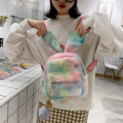 Embroidery Plush Bunny Backpack Rabbit Traveling Shoulder Bags Plush 20*25*10 CM