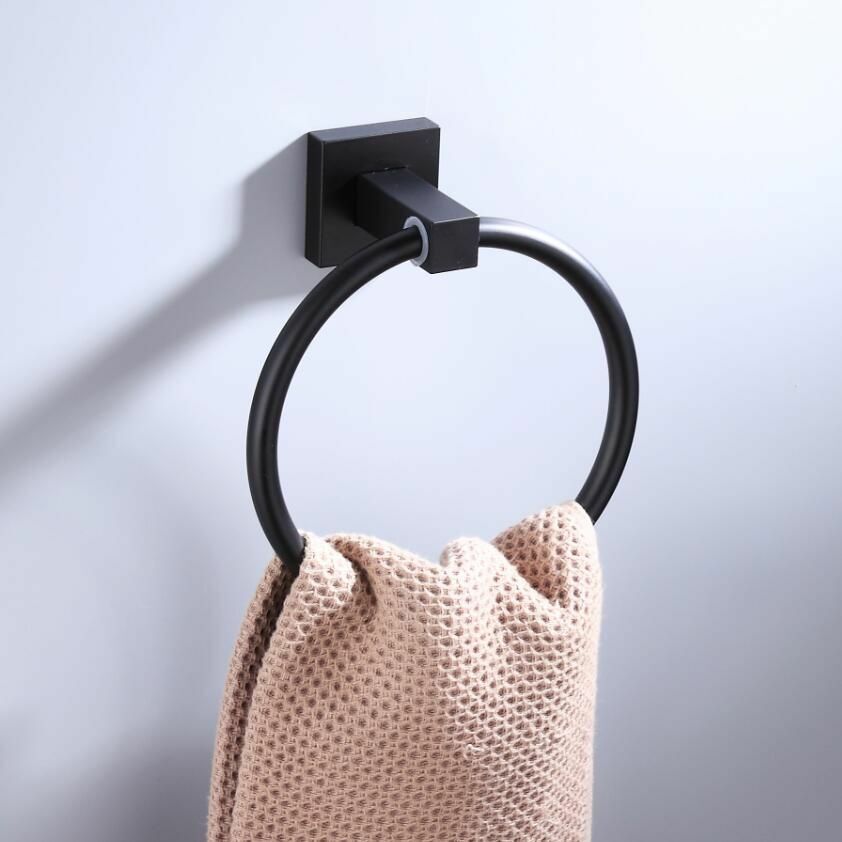 Towel Bars Bathroom Hanger 55CM Matte Black Double Space Aluminum Accessories