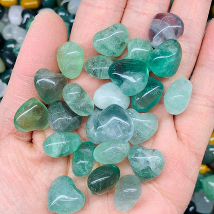 10pc Natural fluorite Mini Heart hand-carved quartz crystal Reiki healing