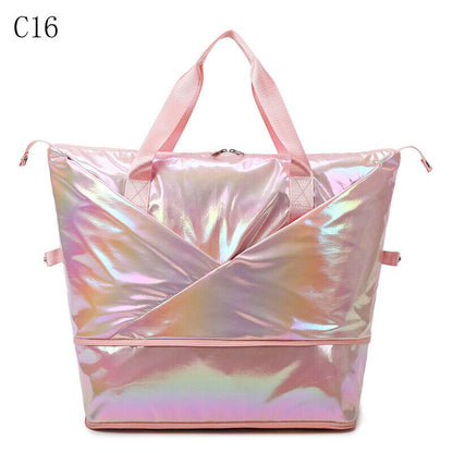 Pearlescent Folding Travel Shoulder Bag Waterproof Handbag Dry Wet Separation