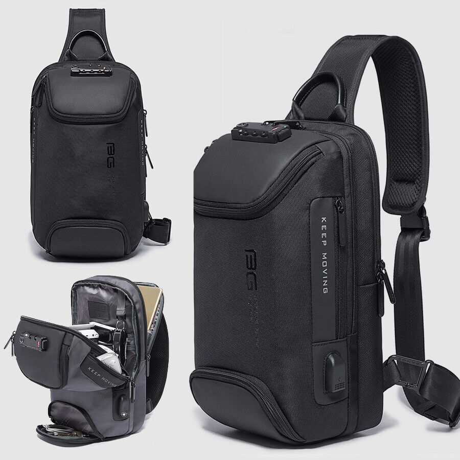 TSA Lock Charging Port Water Resistant Chest Pack Sling Bag One Strap Backpack