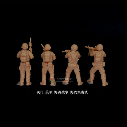 1/72 1/64 1/87 Modern U.S. Military Gulf War SEAL Team 4-Persons Unpainted Model