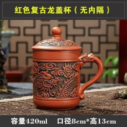 Yixing Purple Clay Tea Cups with Lid, Drinkware Purple Teacup, Chinese Tea Mug