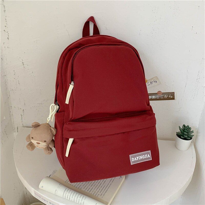 Double Zipper Women Backpack Waterproof Nylon School Student Bag Travel Rucksack