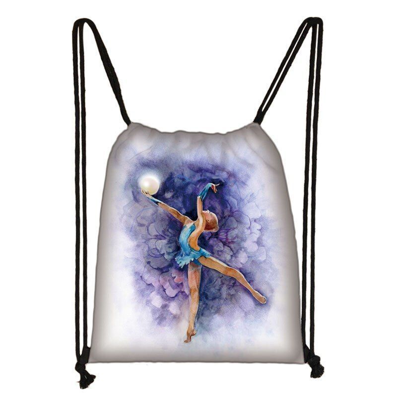 Watercolor Art Print Backpack Drawstring Bag Daypack Gymnast Storage Bag Travel