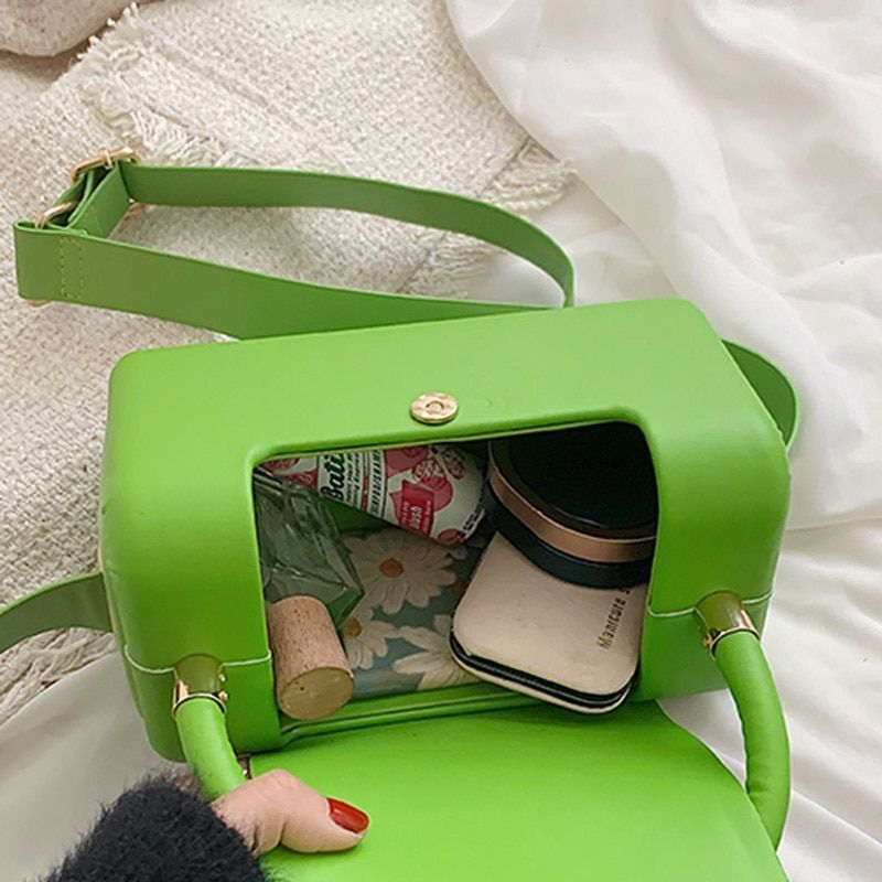 Small Crossbody Bags Square Box Green Purple Shoulder Purse Evening Clutch 1 PC