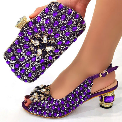 Ladies Leather Shoe and Bag Set Shoe with Matching Bag Set Shoes Bag Set Party
