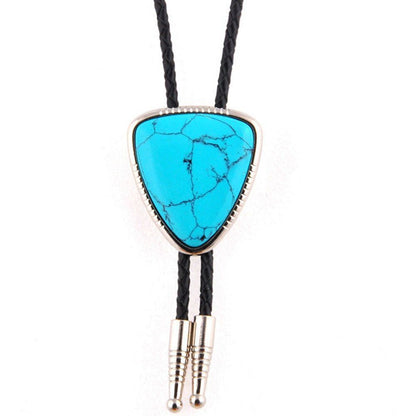 Men Bolo Ties Natural Agate Genuine Leather Rope Western Cowboy Jewelry Neckties