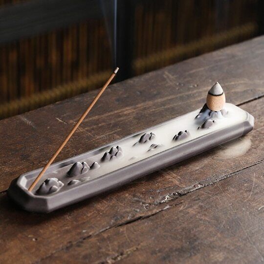 Ceramic Backflow Incense Burner Mountain Coral Stone Incense Holder for Sticks