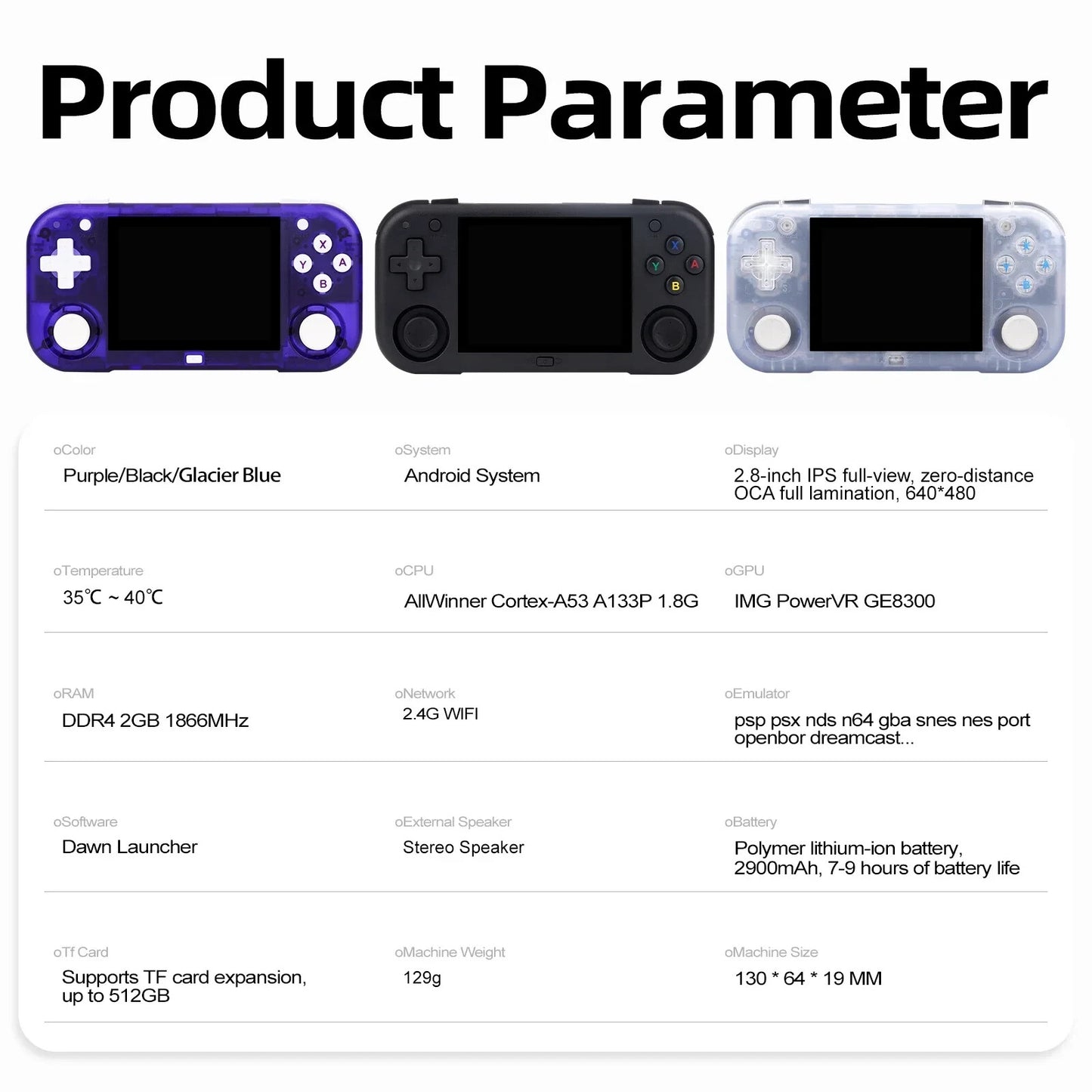 Mini Zero 28 Game Console,2.8 Inch IPS 2900mAh Battery Built in 11000 Game