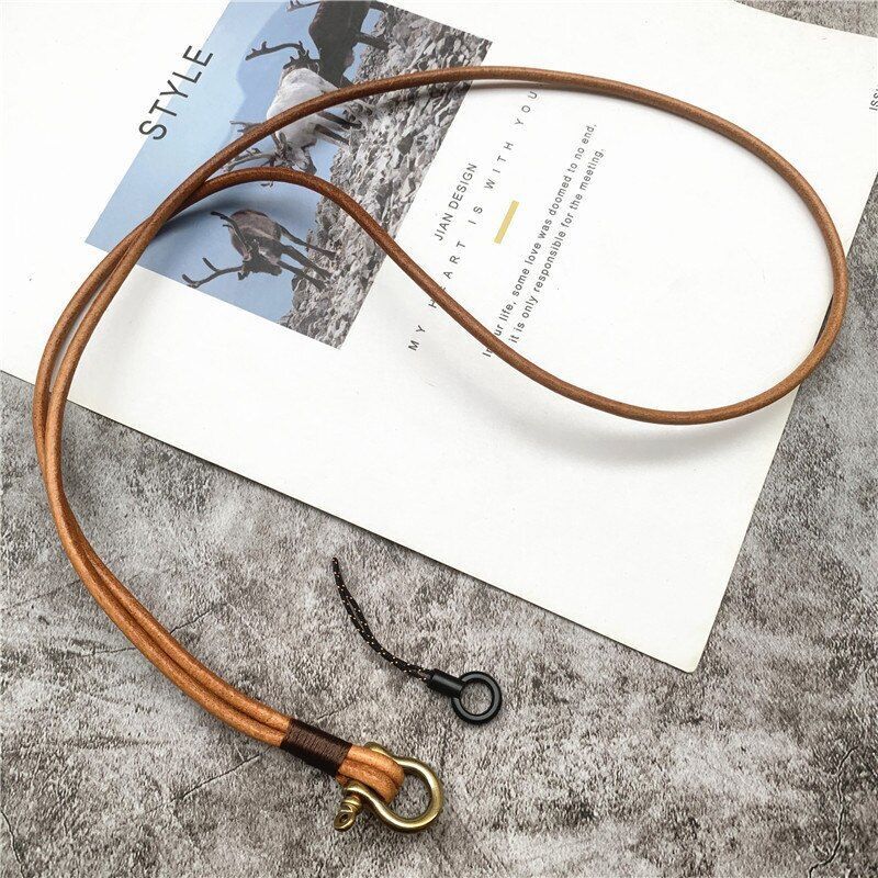 Mobile Phone Straps Cowhide Lanyards Key Leather Card Badge Neck Sling Band 50cm