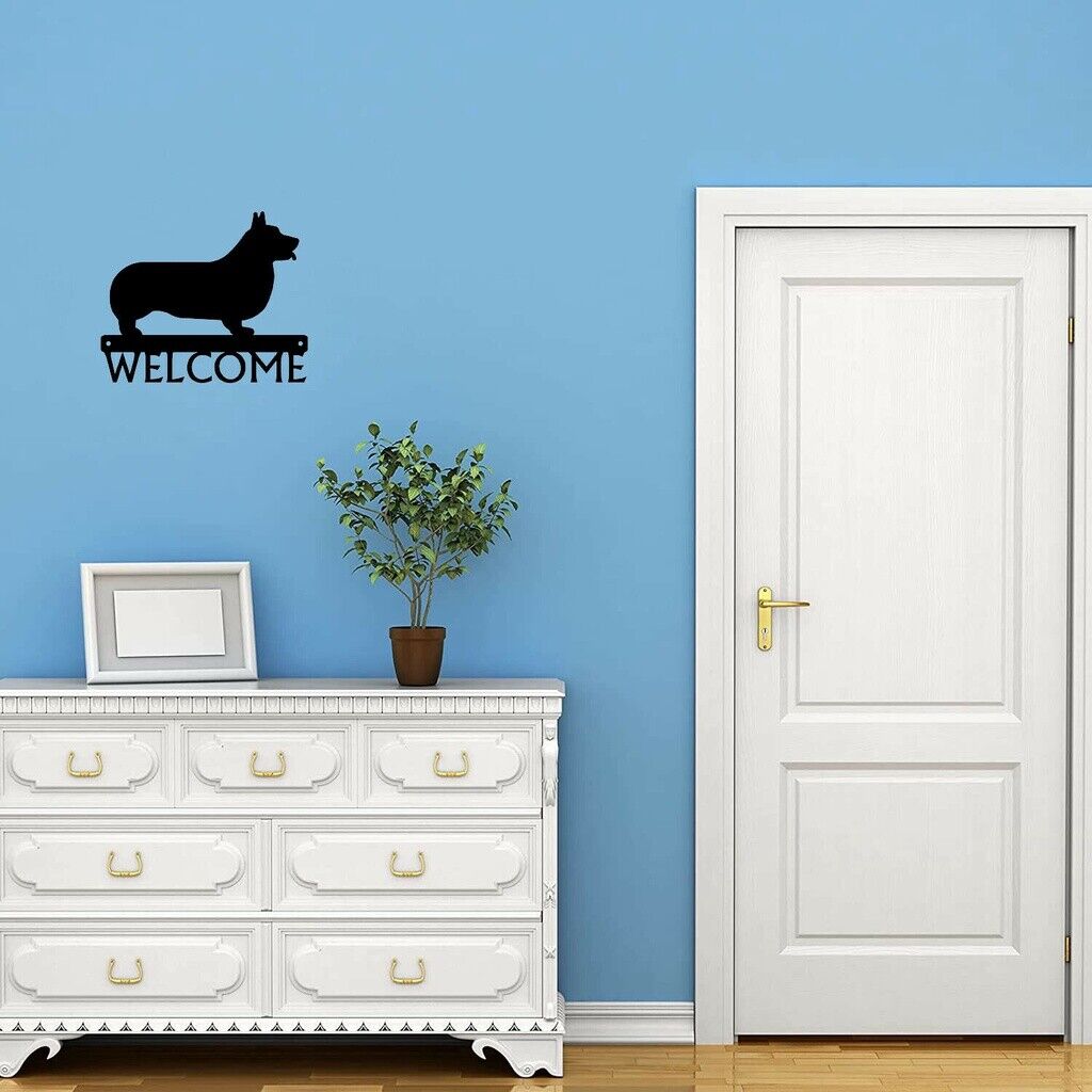 Welsh Corgi Dog Welcome Sign Ornaments Wall Stickers Shape Decoration Artwork