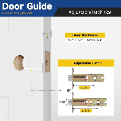 Keyed Entry Door Knob with Lock and Key, Exterior and Interior Door Knob for Bed