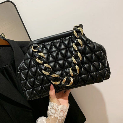 Handbag Thick Chain Purse Crossbody Bag Orange Yellow Shoulder Evening Clutch