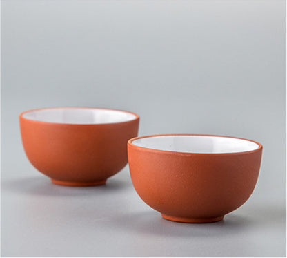 6pcs/lot Chinese tea cup 25ml marked porcelain purple clay small cup ceramic cup