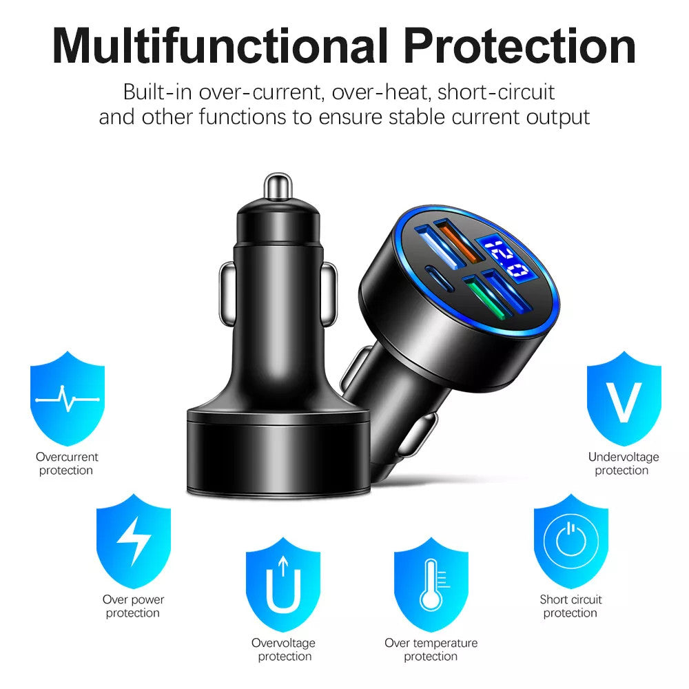 5PCS 4 USB Port Super Fast Car Charger Adapter for iPhone Samsung Android Phone