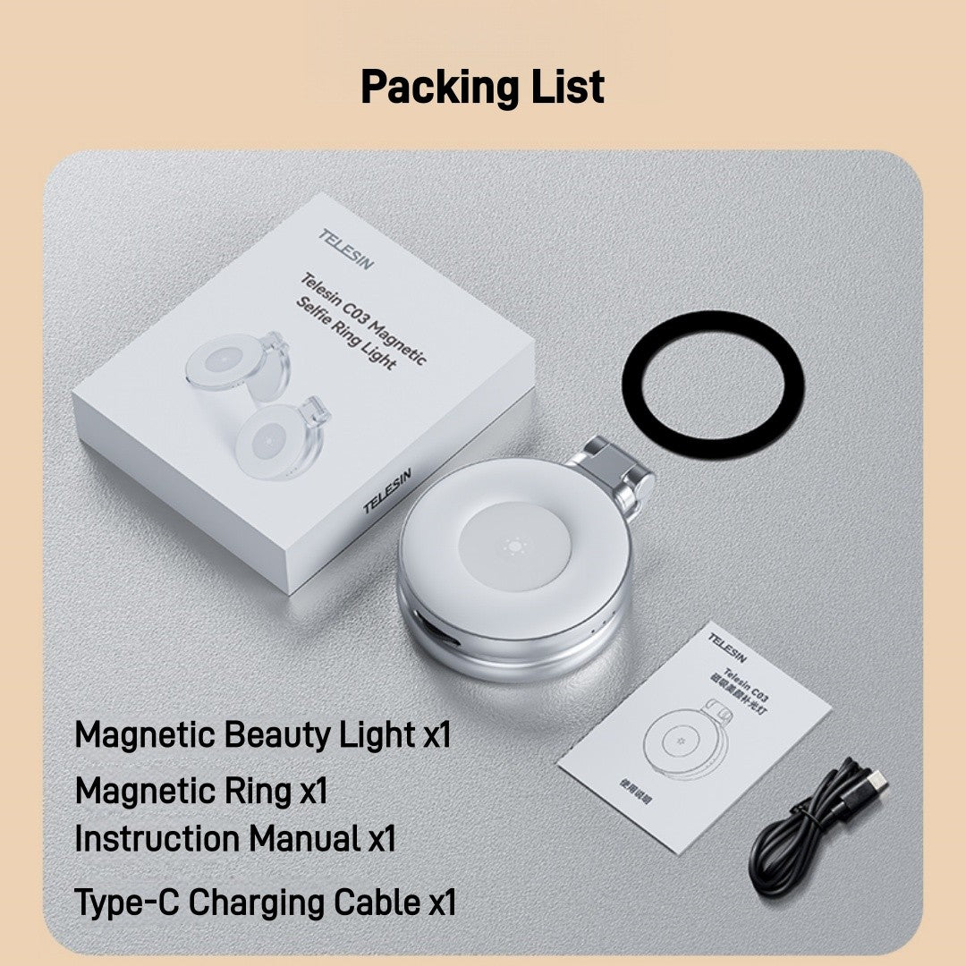 TELESIN C03 Magnetic Selfie Light, Phone Light Compatible with iPhone Magsafe