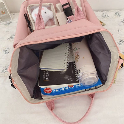 Purple Backpack Waterproof 38*26*18 CM Bags Cute Traveling Rucksack Nylon Pocket