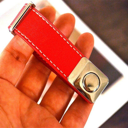 Genuine Leather Keychain Creative Bottle Opener Key Clip Metallic Wallet Keyring