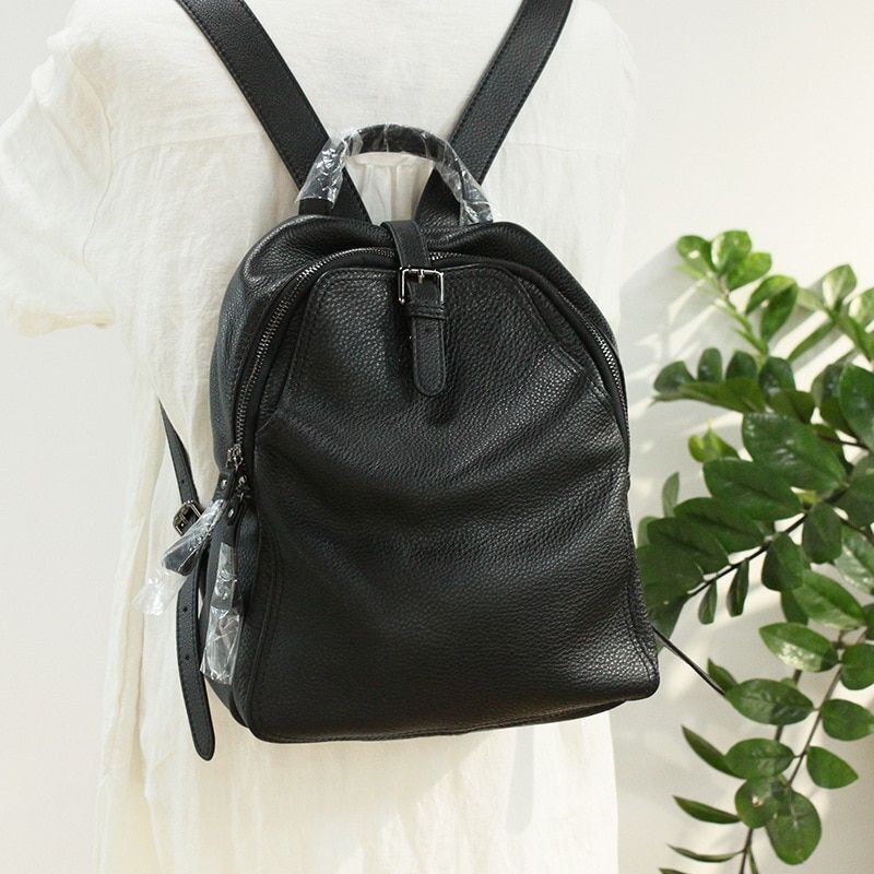 Backpack Women Genuine Leather Travel Shoulder Bags Gray Brown Black School Book