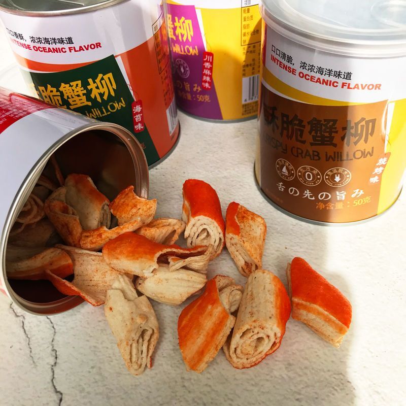 Crispy Crab Sticks. Instant Dried Crab Sticks. Canned Snacks Delight.