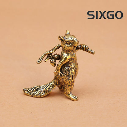 Squirrel Brass Animal Figure Home Decor Office Desk Decoration Ornament Craft