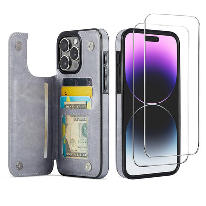 Wallet Case for iPhone 16 15 14 13 12 11 Pro Max 7 8 SE with Screen Protector